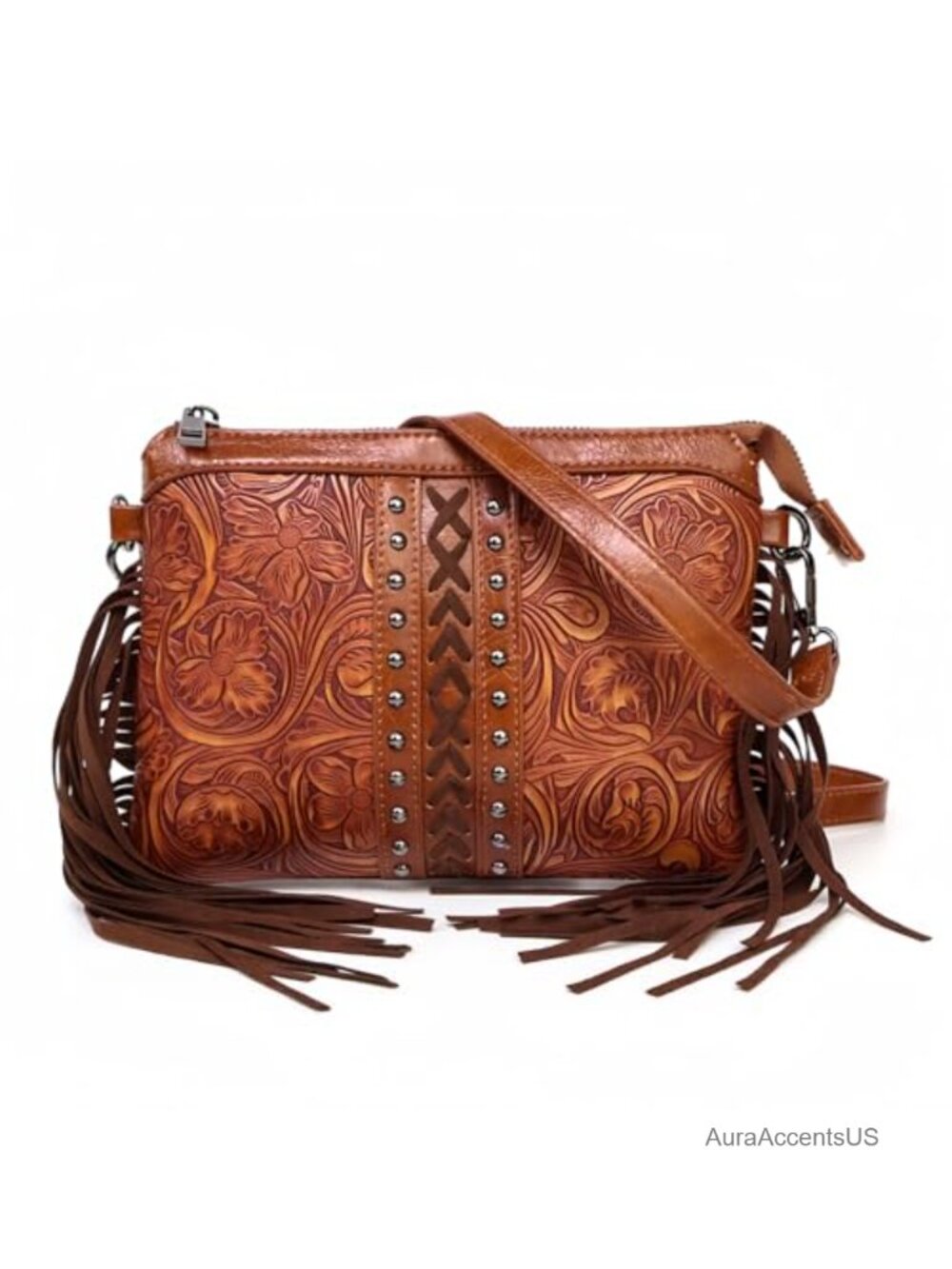 Fringe Tassel Crossbody Handbag PU Leather Wristlet Purse